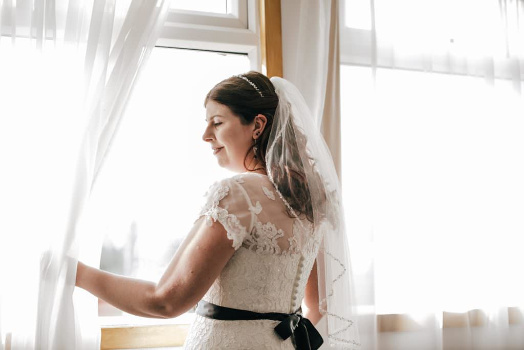Sarah at the Hilton Hotel Watford , getting ready for her weddinga